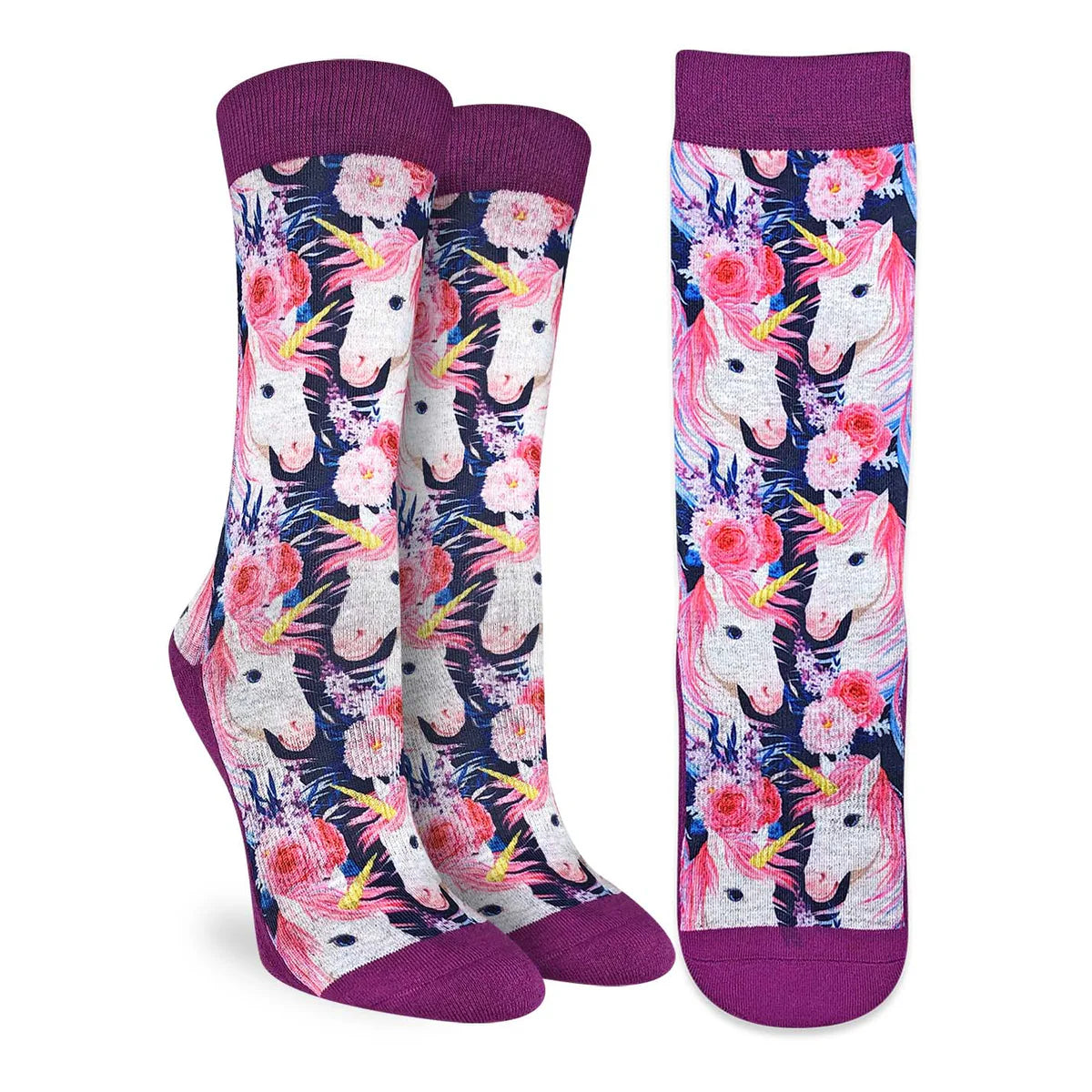 UNICORNS WITH FLOWERS ACTIVE SOCKS - Cute Printed Athletic Socks for Women & Girls - Perfect for Running, Yoga & Everyday Wear