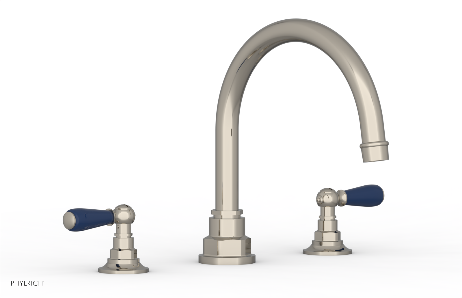 Jamestown Deck Tub Set with Lever Handles - Navy Blue Accented Bathroom Faucet (41