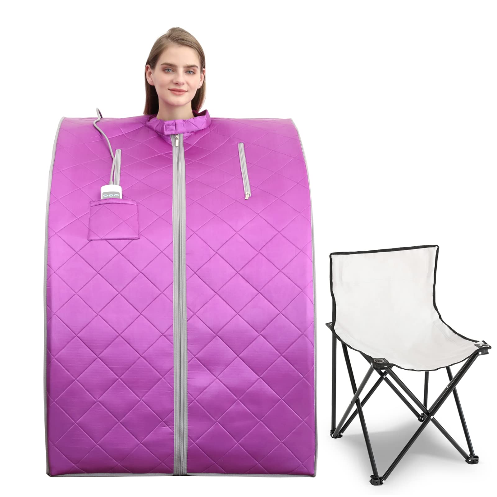 Smartmak Portable Far Infrared Sauna Tent for Home - Detox & Weight Loss Spa with Heating Foot Pad & Foldable Chair (Purple) | Personal Full Body Therapy for Relaxation, Pain Relief & Yoga Recovery | Perfect for Home Wellness, Post-Workout Recovery & Stress Relief