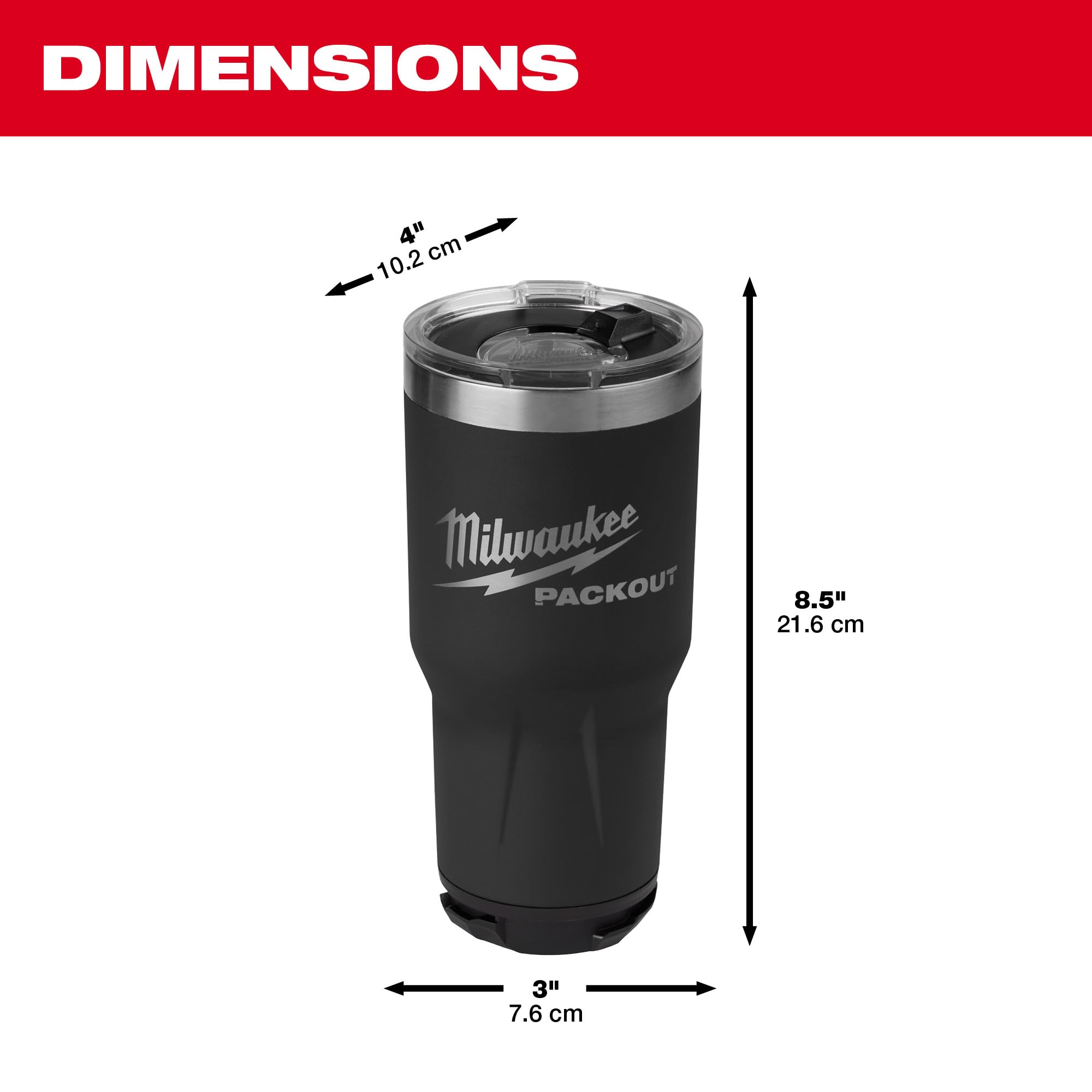Milwaukee Packout Insulated Tumbler 890ml (30oz) Black - 48-22-8393B - Durable Stainless Steel Travel Mug for Coffee, Tea & Cold Drinks - Perfect for Construction Sites, Camping & Outdoor Adventures