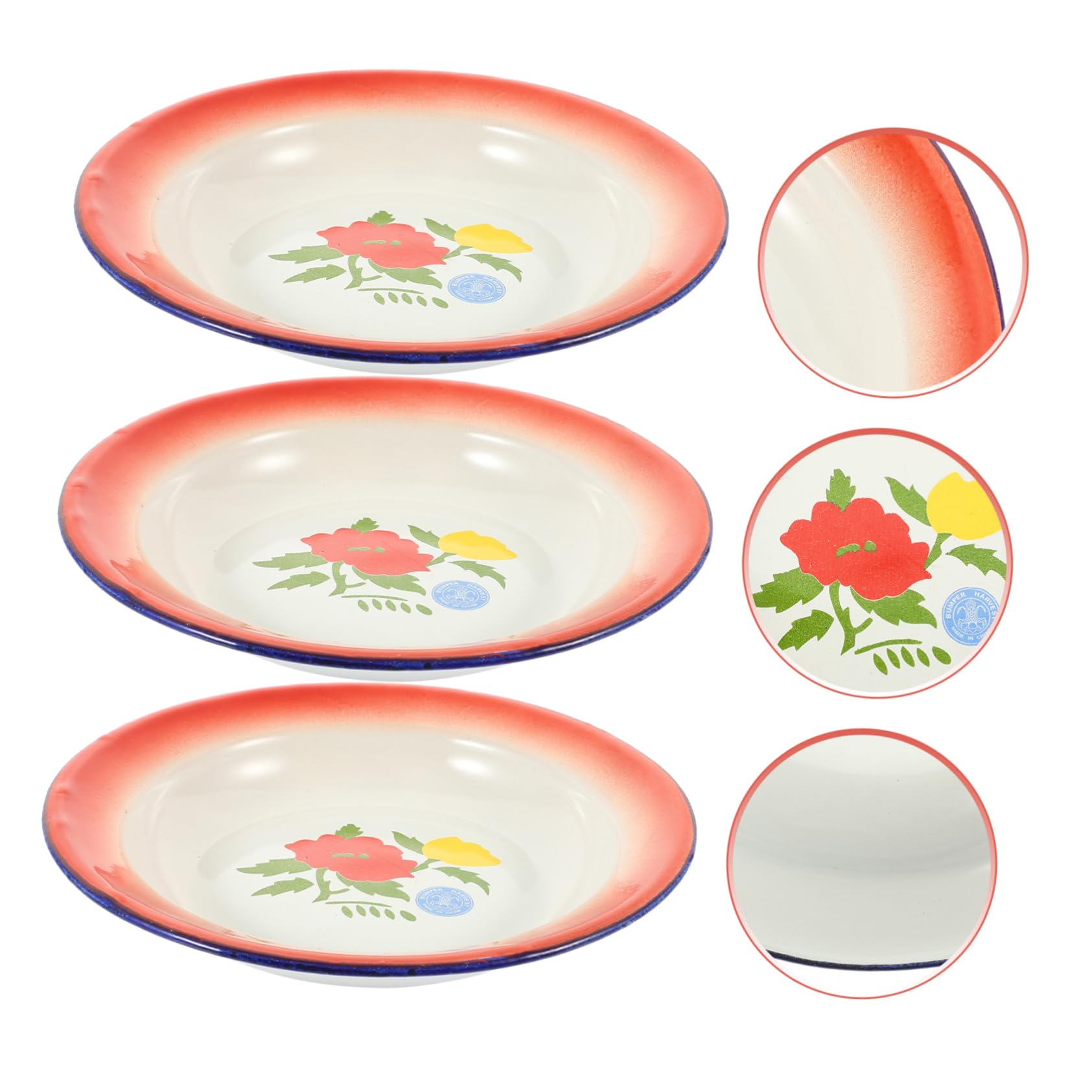Authentic Japanese Snacks 3-Piece Enamel Plate Set - 18CM Round Serving Tray for Chinese Weddings, New Year Celebrations & Traditional Party Appetizers | Elegant Food Display for Asian Festive Gatherings & Cultural Events