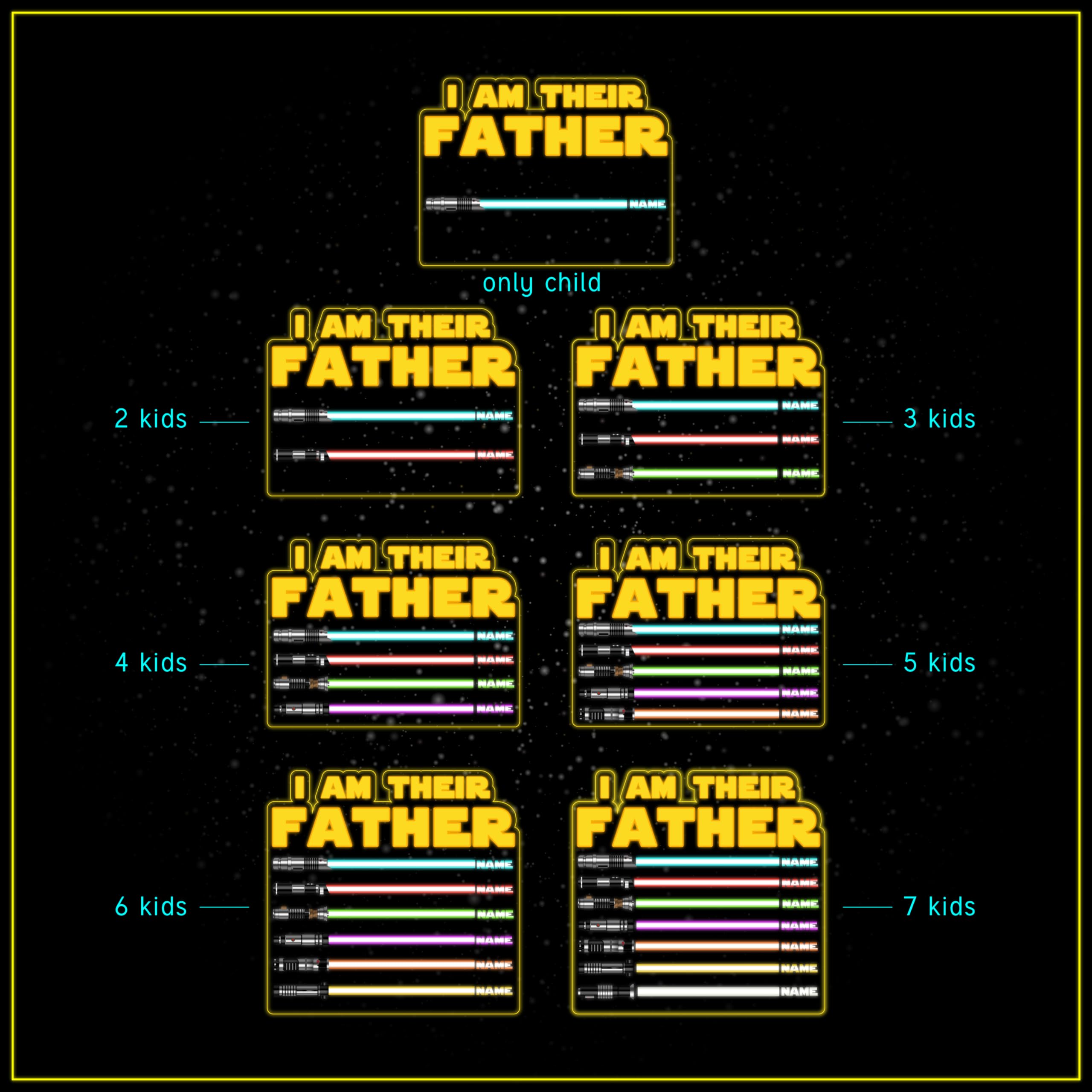 Custom 'I AM THEIR FATHER' LED Night Light - Personalized Acrylic Sign with 1-7 Kids Names - Unique Father's Day Gift for Dad from Daughter, Son or Wife - Perfect for Bedside, Office Desk & Man Cave Decor