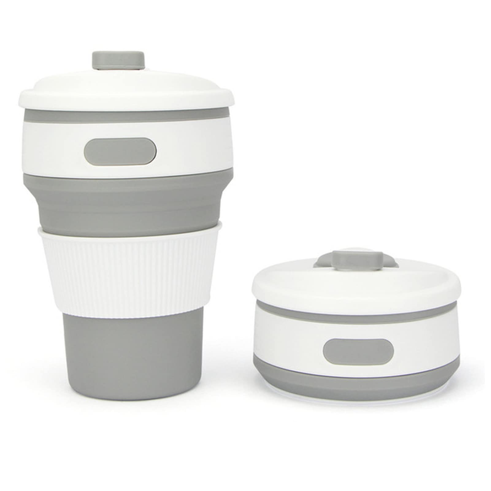 Collapsible Silicone Travel Mug - 350ml Portable Retractable Coffee & Water Cup for Camping, Hiking, Office & Outdoor Activities (Grey)