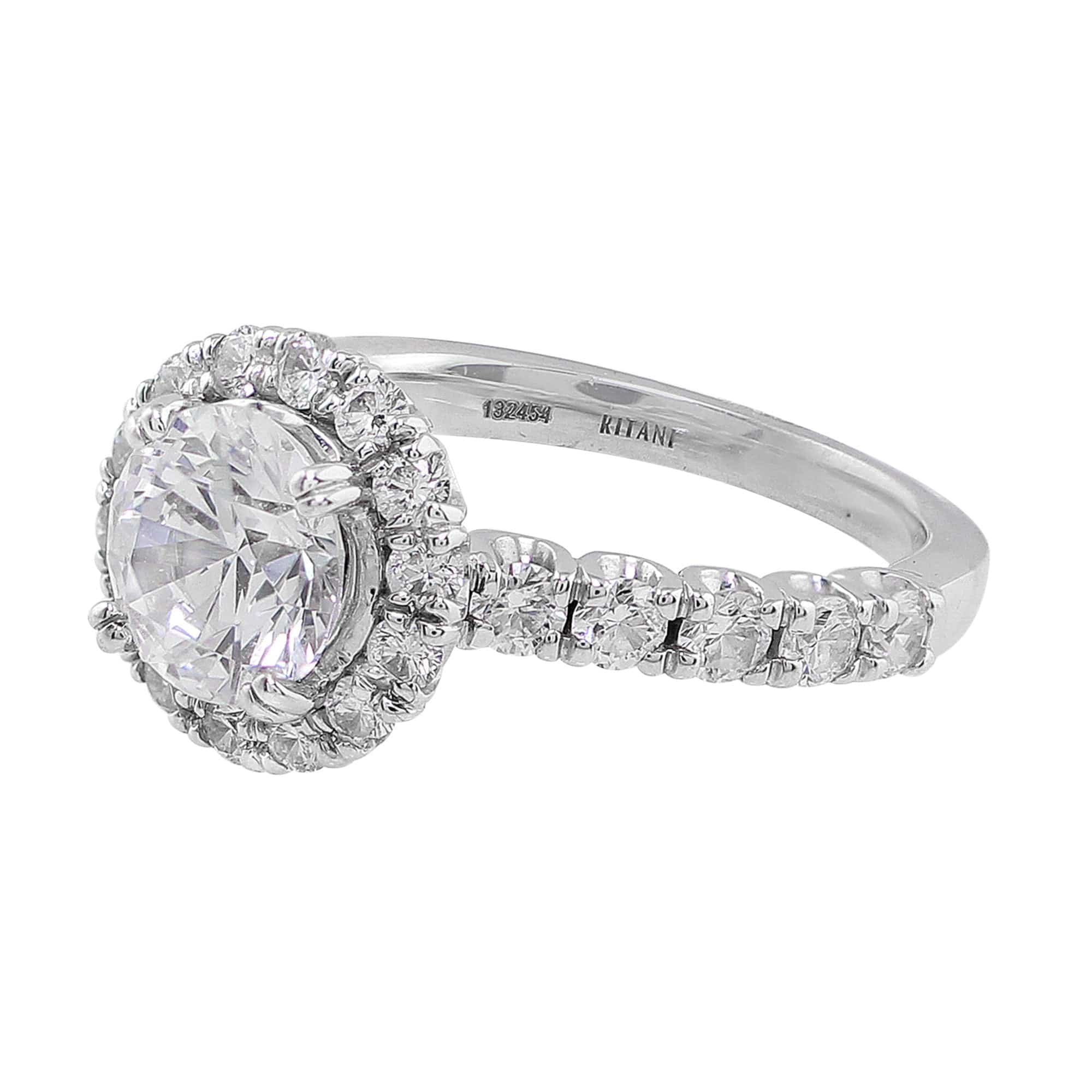 18K White Gold Modern Diamond Halo Engagement Ring - Elegant Wedding Band for Women, Perfect for Proposals & Anniversaries