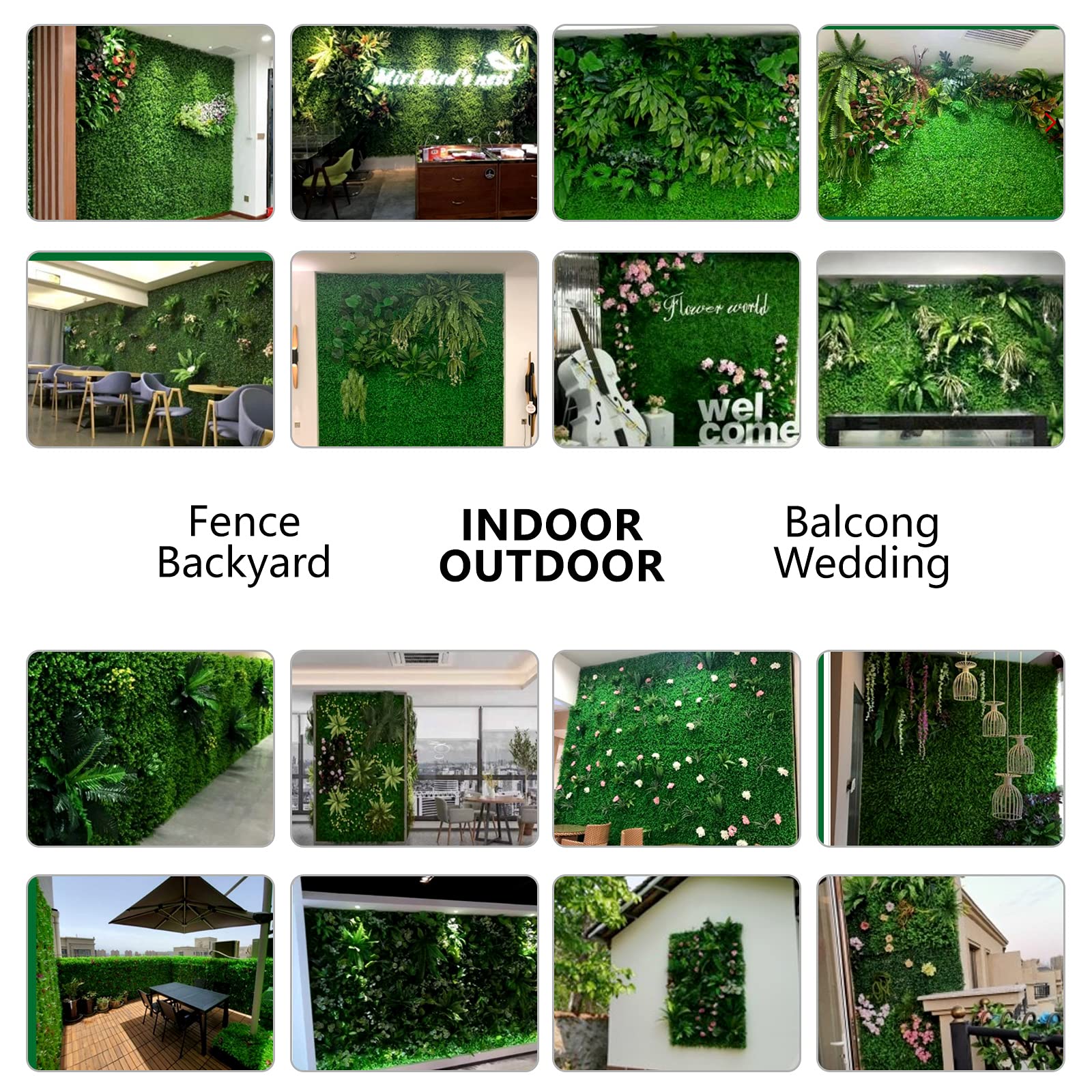 12 Pack 20x20 Inch Artificial Boxwood Hedge Panels - UV Protected Grass Wall Privacy Screens for Outdoor/Indoor Use - Dark Green Garden Fence & Backyard Decor (Perfect for Patio, Balcony, and Home Landscaping)