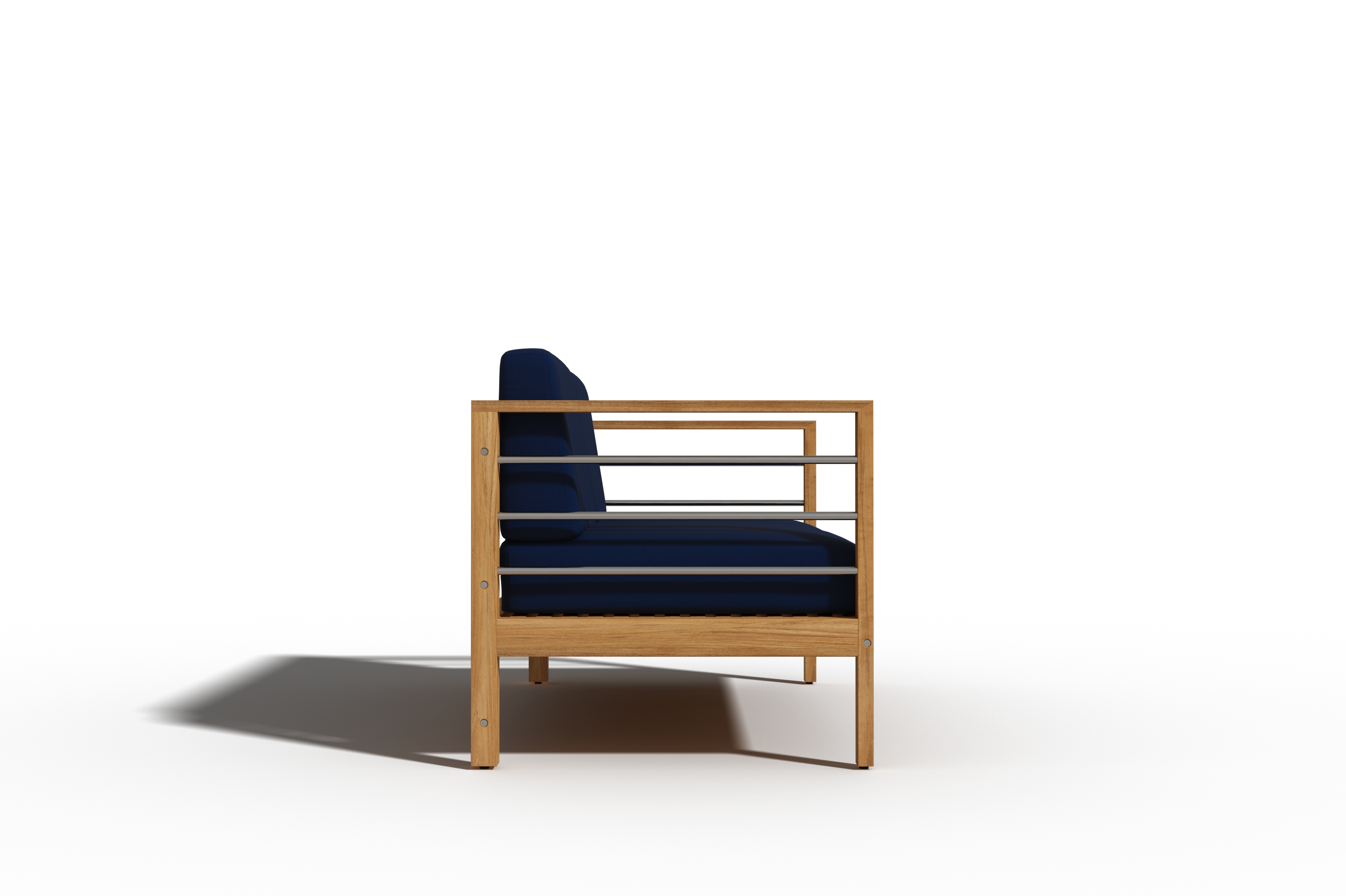Premium 4-Piece Teak Outdoor Patio Deep Seating Set with Sunbrella Navy Cushions - Perfect for Backyard, Garden, Poolside & Patio Relaxation