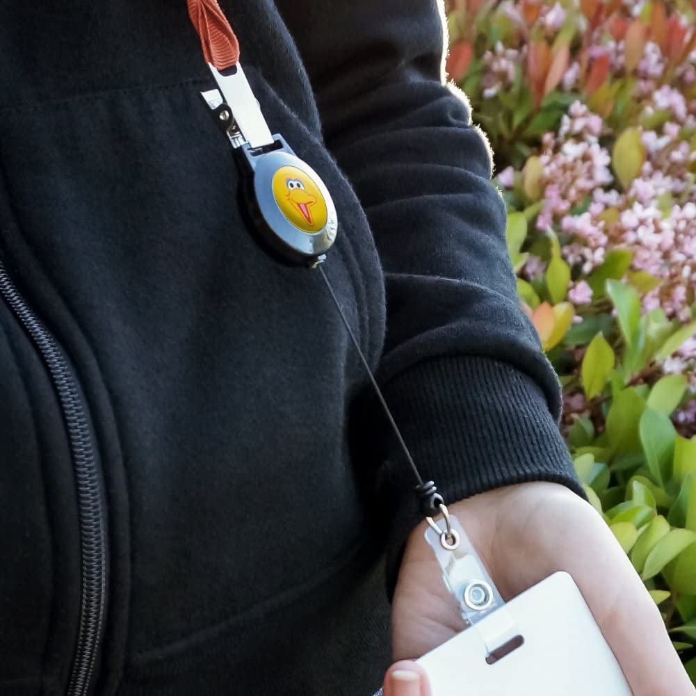 Sesame Street Big Bird Retractable ID Badge Holder with Lanyard - Perfect for Teachers, Kids, and Office Workers