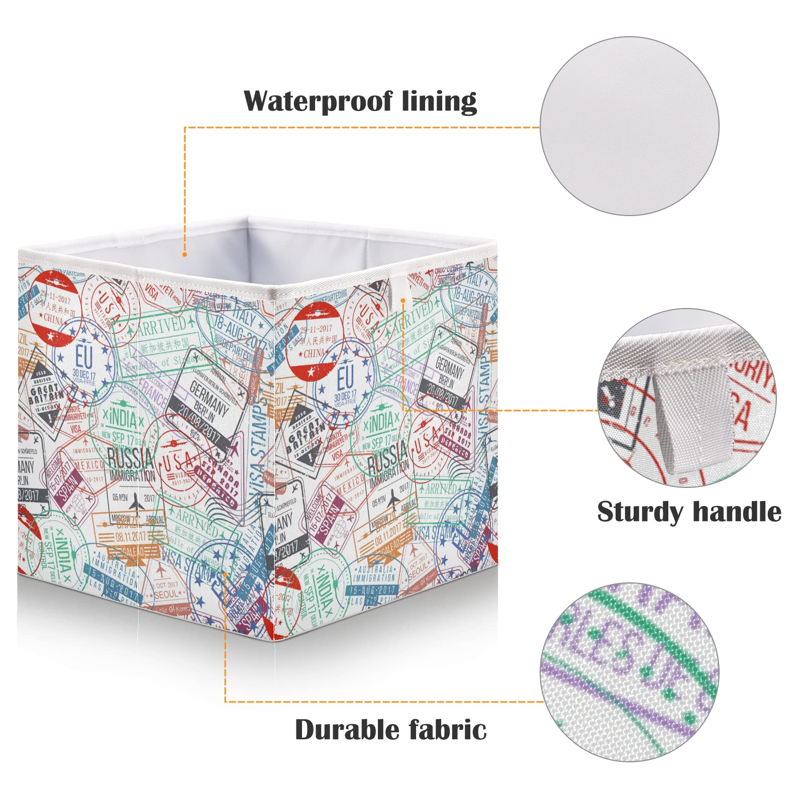 Susiyo Collapsible Fabric Storage Bin Organizer - 11 Inch Travel Passport Stamps Cube for Shelf & Closet | Perfect for Travel Accessories, Home Organization & Small Item Storage