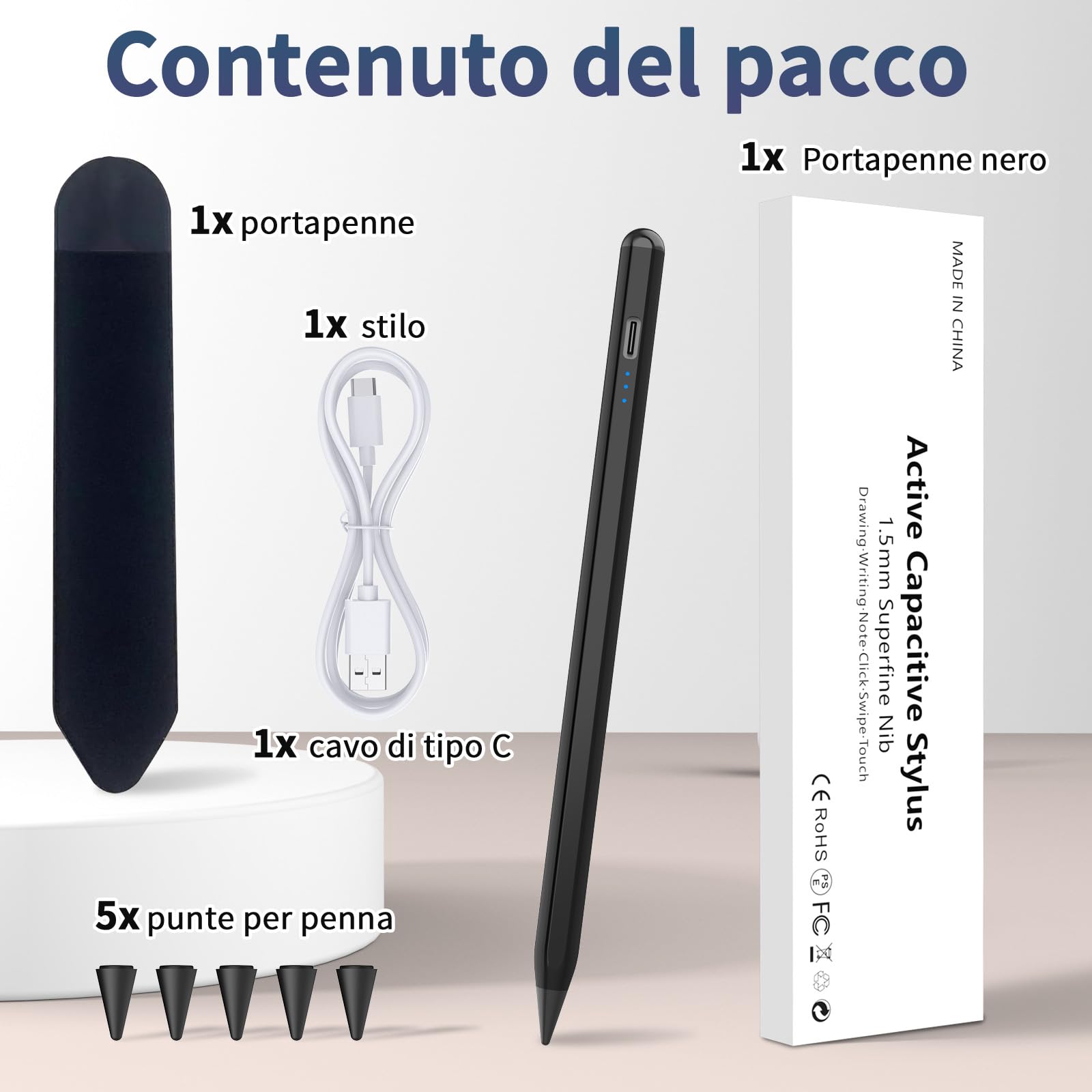 Apple Pencil for iPad (2018-2023) - Fast Charging, Tilt & Pressure Sensitive Stylus Pen with Magnetic Attachment - Compatible with iPad Pro 11/12.9