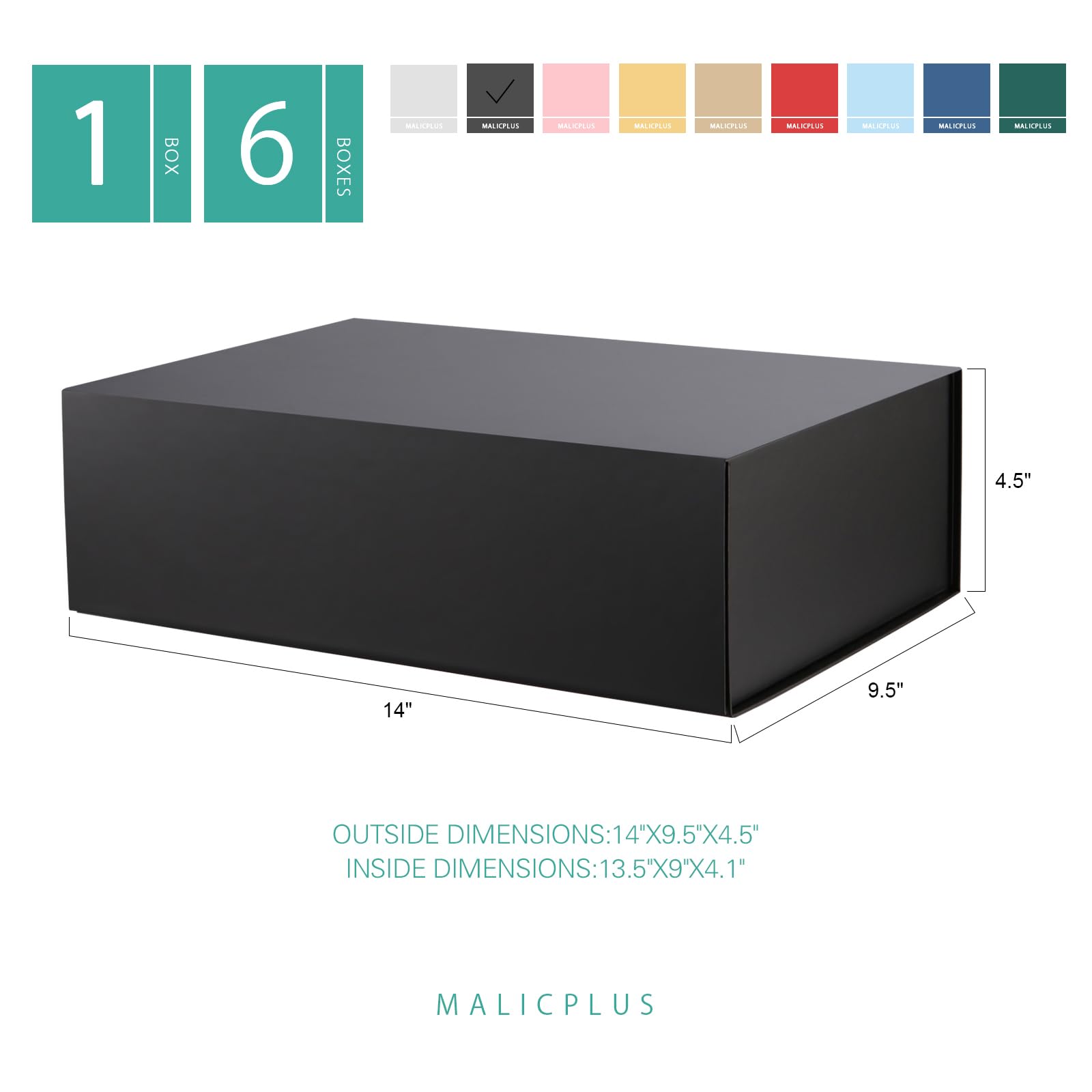 13.5x9x4.1 Inch Large Black Gift Box with Magnetic Closure - Sturdy Collapsible Groomsman Present Box for Weddings, Birthdays, Anniversaries & Special Occasions