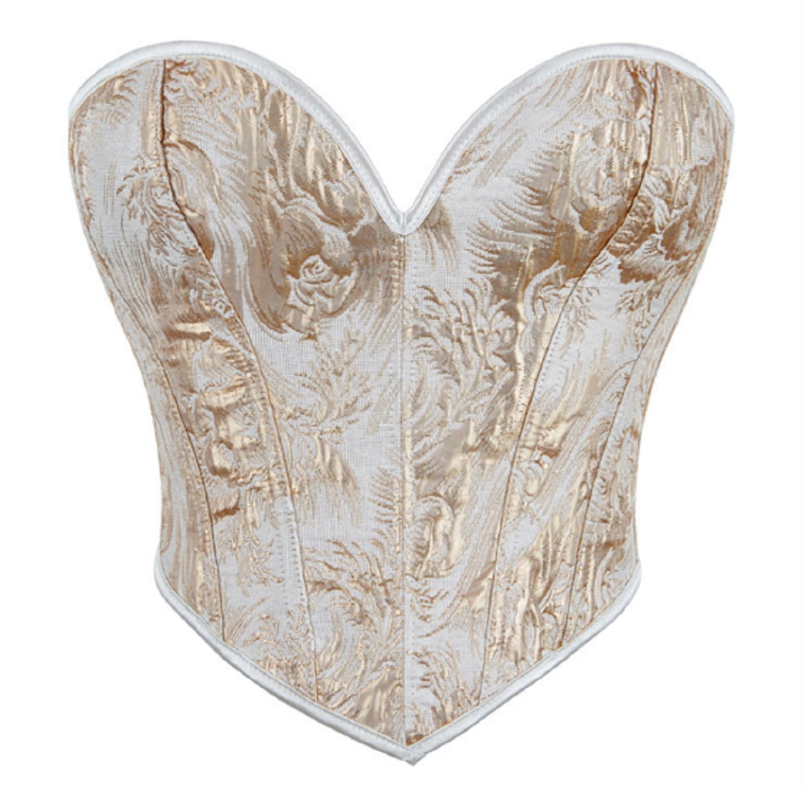 Bowanadacles Women's Renaissance Vintage Corset - Sweetheart Neckline Golden Floral Print Tube Top with Tie Back Shapewear Vest for Cosplay, Historical Reenactment & Burlesque Shows
