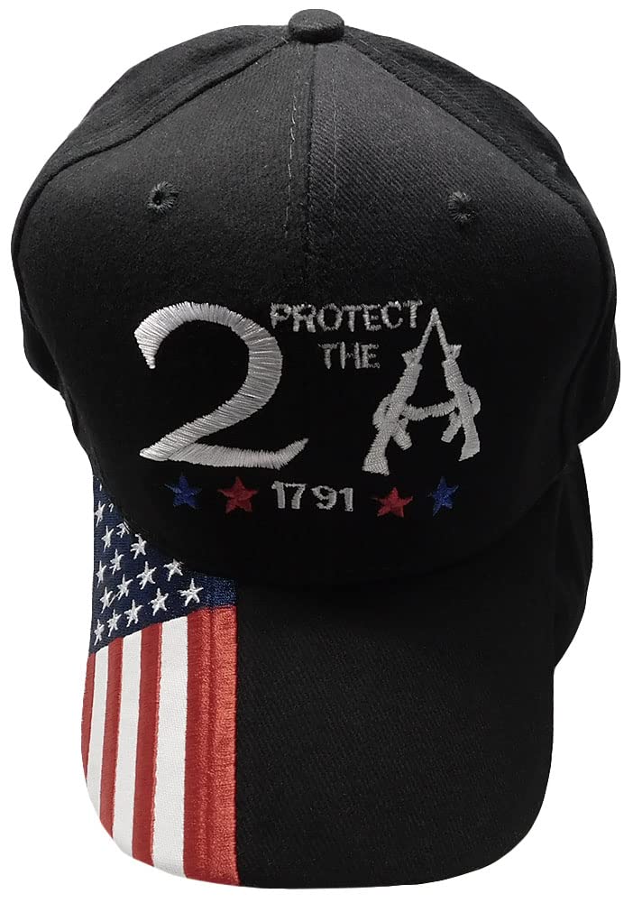 2A 2nd Amendment 1791 Black USA Flag Bill Embroidered Cotton Adjustable Hat - Patriotic Gun Rights Cap for Shooting Range & Outdoor Activities