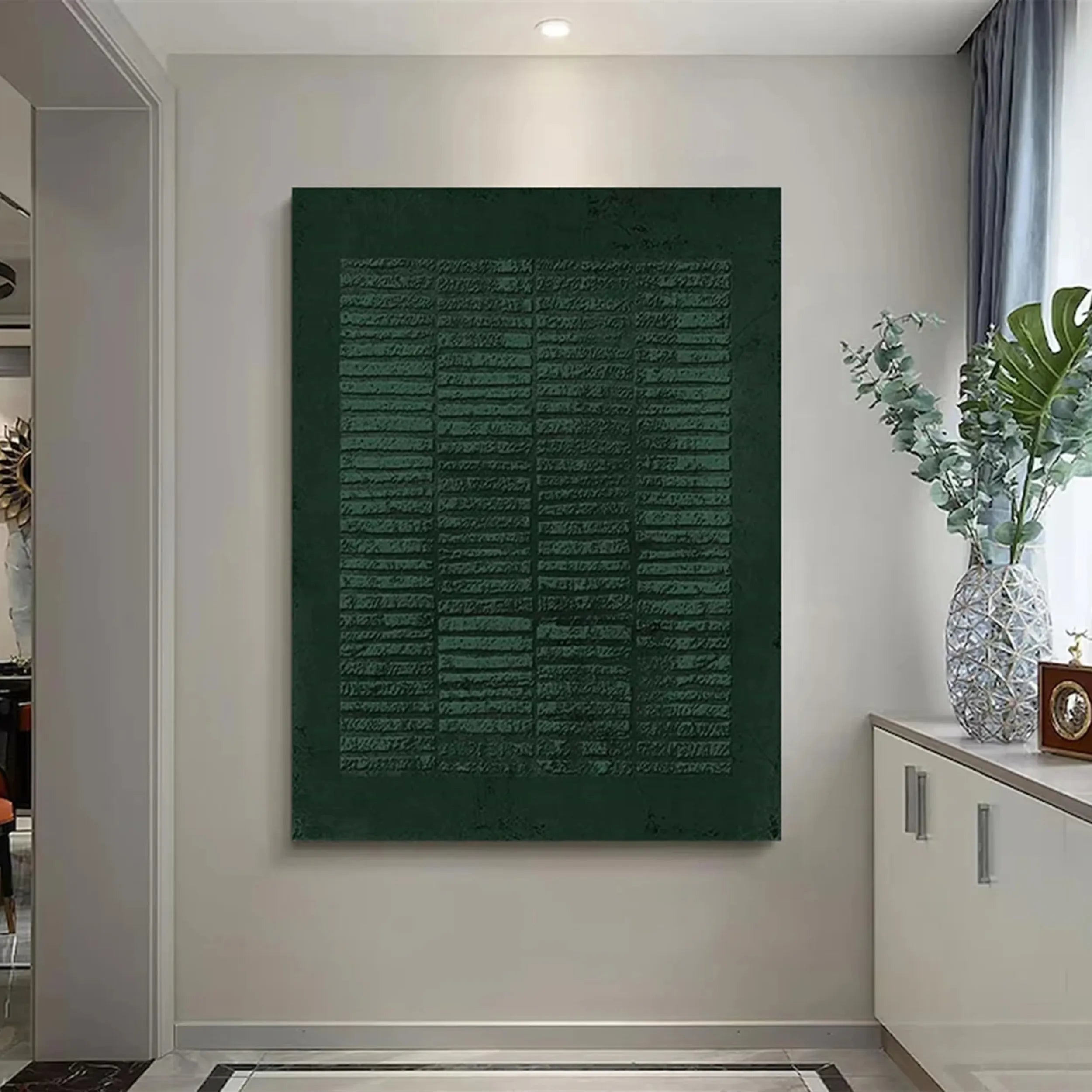 Blue & Green Abstract Wall Art Canvas Painting #BG026 - Modern Home Decor for Living Room, Bedroom & Office