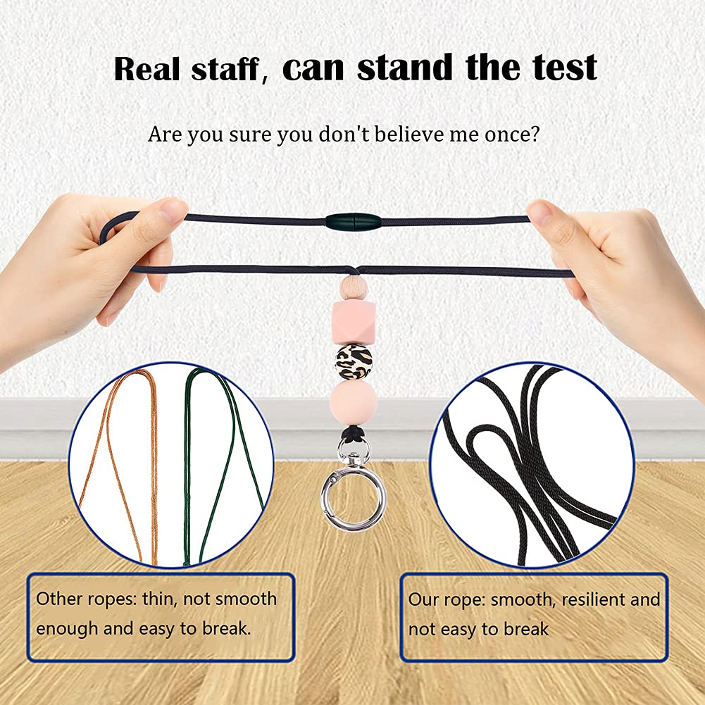 POPLOPP 4 Pack Cute Silicone Beaded Teacher Lanyards for ID Badges & Keys - Adjustable Neck Strap for Women, Nurses, Employees & Students - Perfect for School, Hospital, Office & Work Security