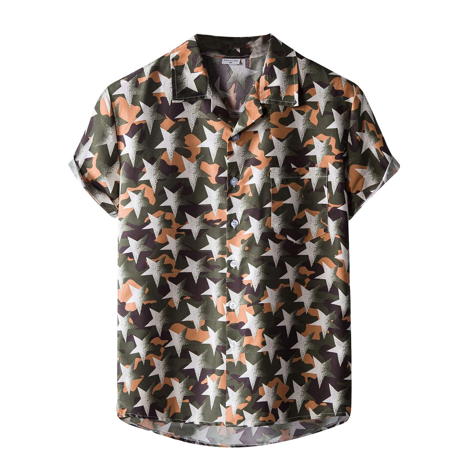 Gillberry Men's Striped Short-Sleeve Hawaiian Shirt - Casual Vacation & Summer Beachwear - Breathable Button Down Aloha Shirt for Tropical Parties, Luau, and Island Getaways