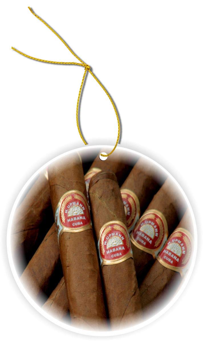 Premium Cuban Cigars Havana Cigar Ceramic Christmas Ornament with Hanging String - Perfect for Holiday Tree Decor, Gift Giving & Cuban-Themed Parties
