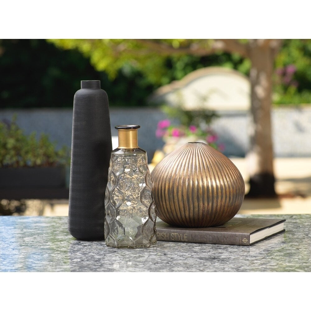 Atillo 15.75 Inch Tall Black Etched Glass Vase - Elegant Home Decor for Wedding Centerpieces, Dining Table Decorations & Flower Arrangements