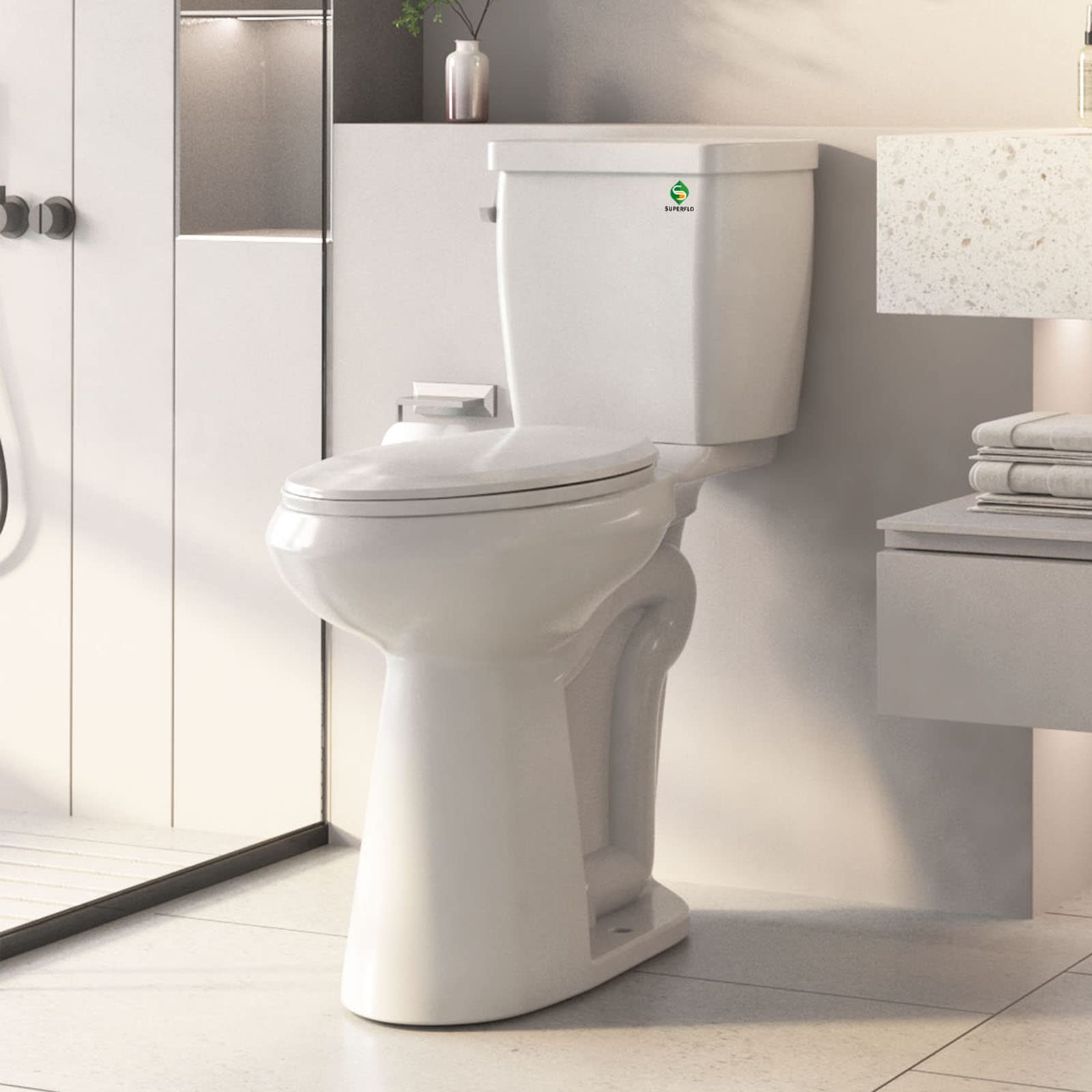 SUPERFLO 21 Inch Extra Tall Toilet - Elongated Bowl with 12