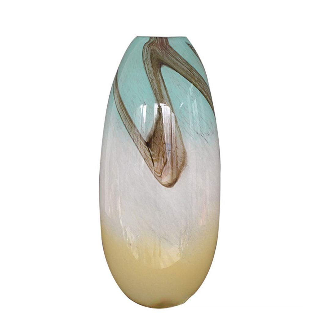ChangSQ Glass Flower Vase - 13.5x31.5cm Handcrafted Decorative Vase for Home, Office, Bookshelf & Wine Cabinet - Perfect for Fresh Flowers, Centerpieces & Interior Decor