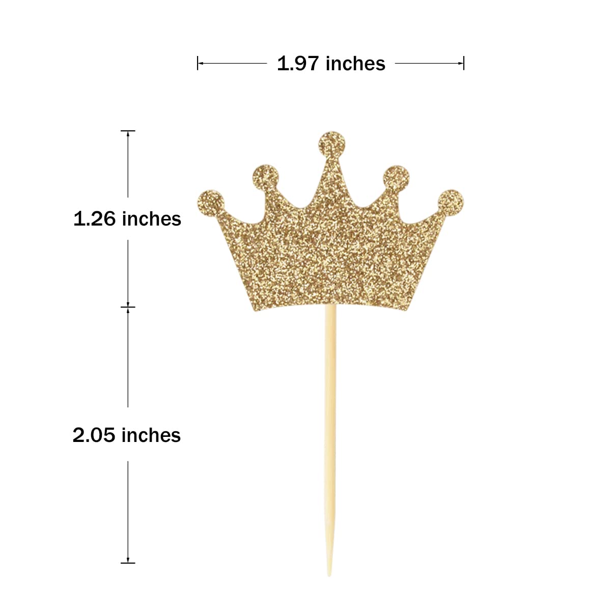 48 Pcs Light Gold Glittery Princess Crown Cupcake Toppers - Elegant Cake Decorations for Baby Shower, Birthday Party & Wedding Celebrations - Perfect for Dessert Table, DIY Baking & Special Event Decor