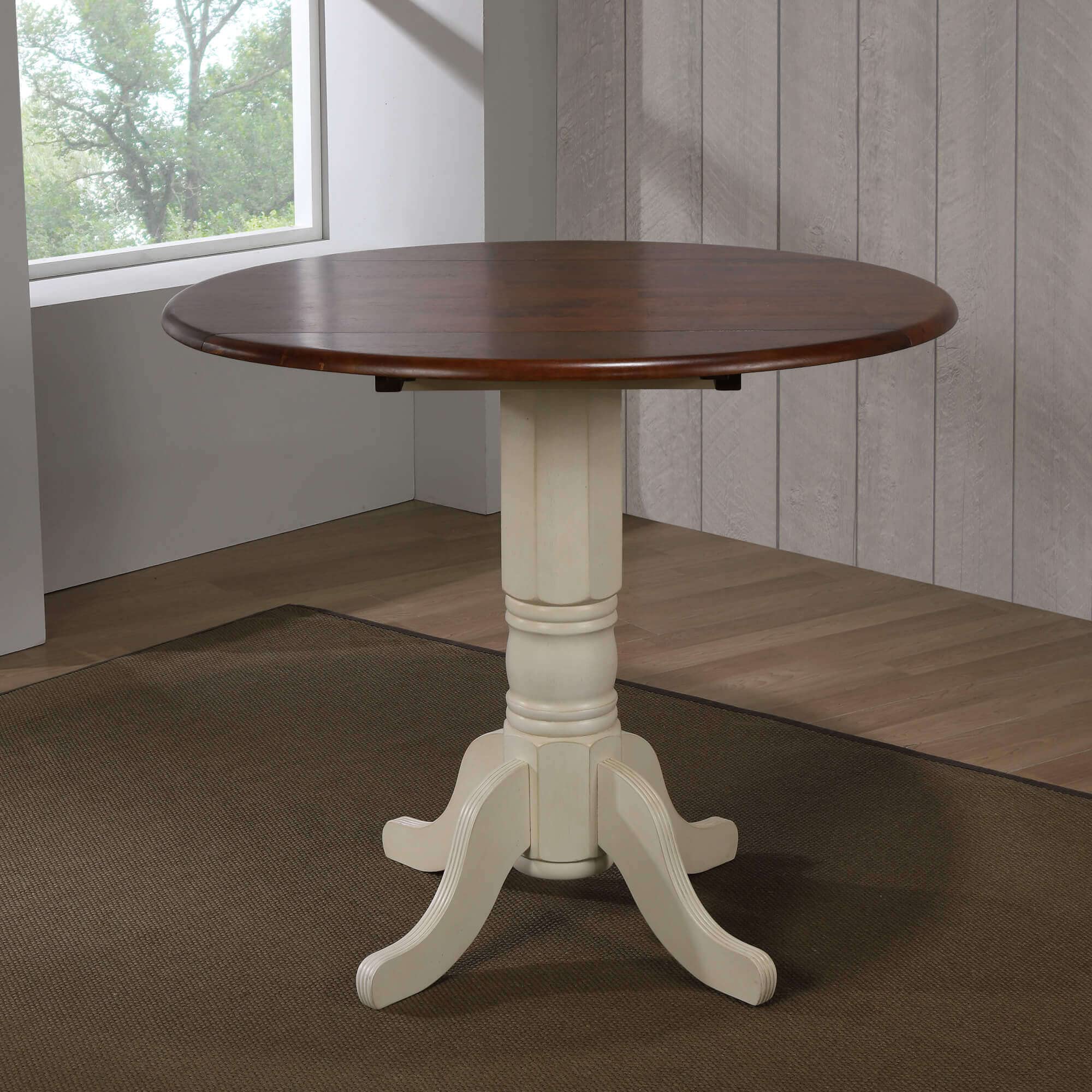 Sunset Trading Andrews Dining Table - Antique White with Distressed Chestnut Top | Rustic Farmhouse Style for Dining Room & Kitchen | Perfect for Family Gatherings & Entertaining