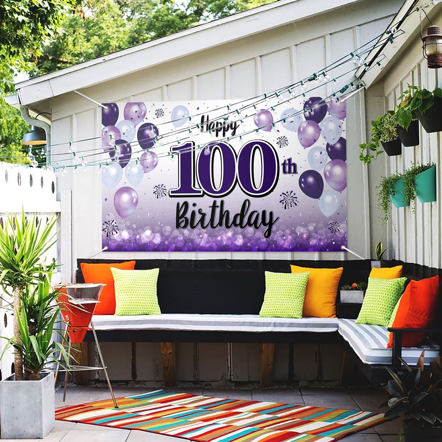 100th Birthday Party Decorations - Purple Balloon Banner, Backdrop Sign & Supplies for 100 Years Old Celebration | Perfect for Milestone Birthday Parties, Family Gatherings & Photo Backdrops
