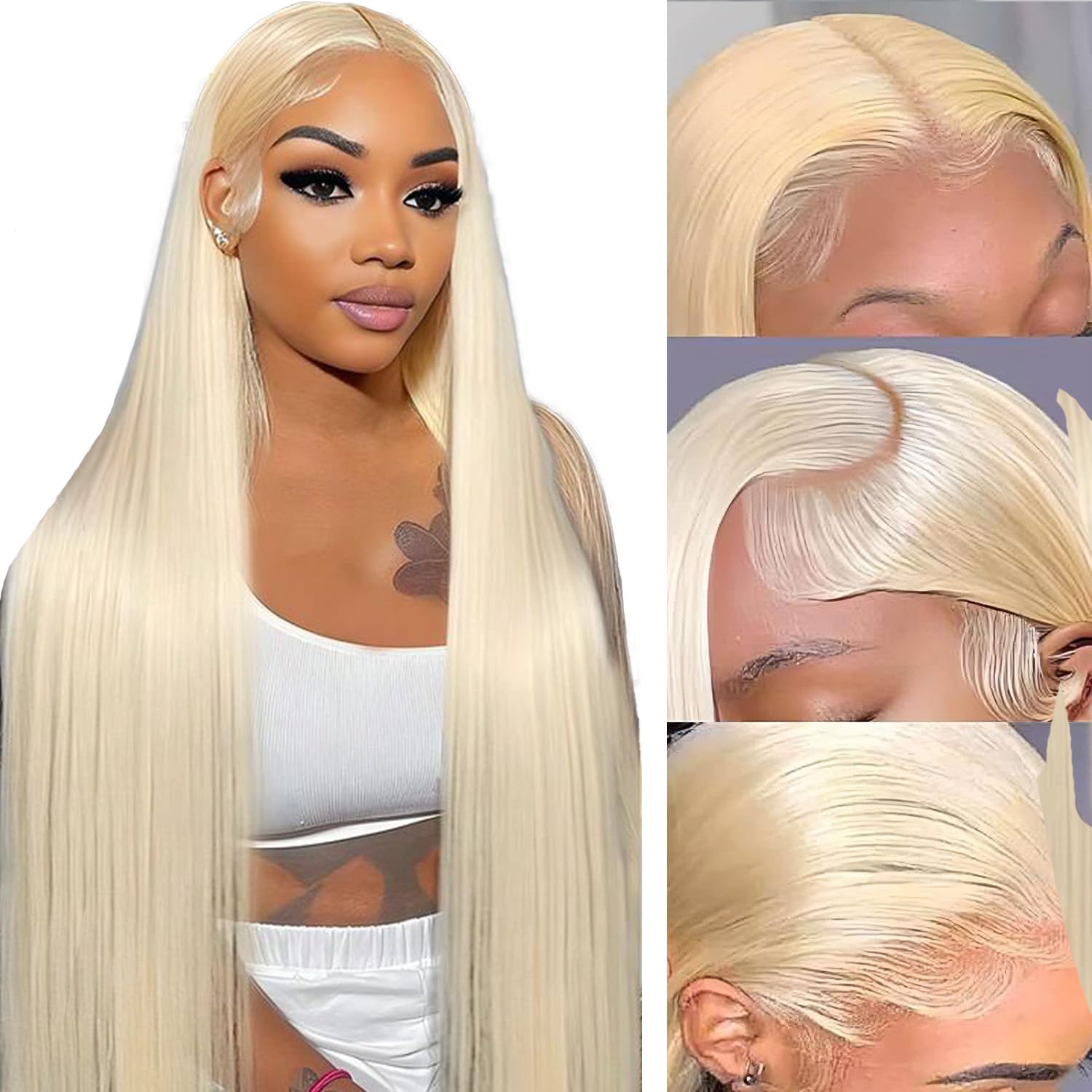 30 Inch 613 Blonde Human Hair Wig - 13x6 HD Transparent Lace Front Wig with Pre-Plucked Hairline & Baby Hair - 200% Density Straight Blonde Lace Front Wigs for Women - Perfect for Daily Wear, Cosplay, and Special Occasions