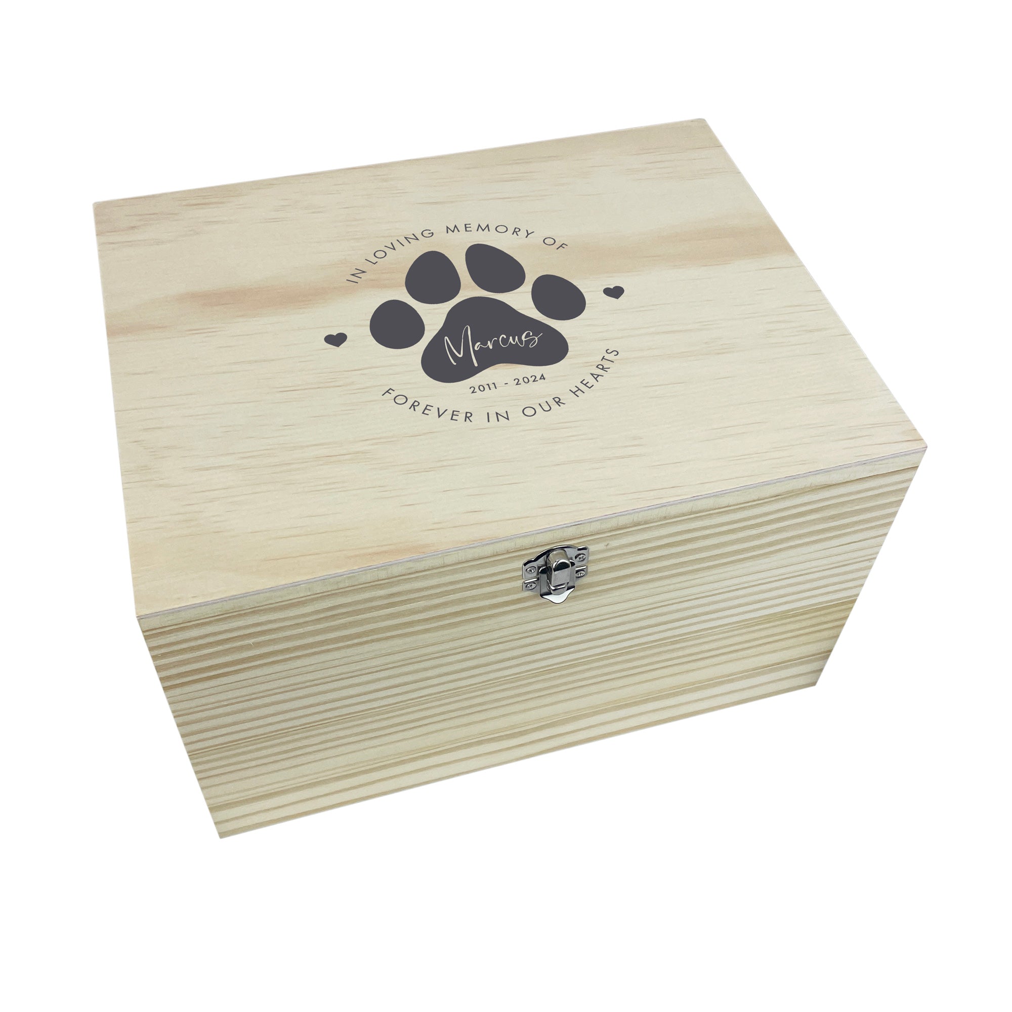 Personalized Wooden Pet Memorial Box - Custom Engraved Pet Name Keepsake Box for Ashes, Photos & Mementos - 5 Sizes (16cm, 20cm, 26cm, 30cm, 36cm) - Perfect for Pet Loss Remembrance & Home Memorial Display