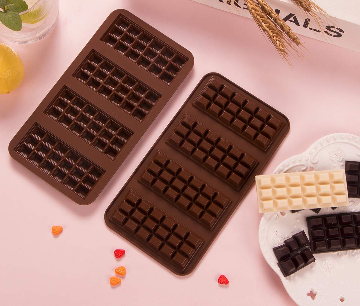 Webake Silicone Chocolate Making Set - 2pcs Chocolate Bar Molds & 2pcs Mini Chocolate Melting Pots for DIY Homemade Candies, Baking, Gifts & Party Treats
