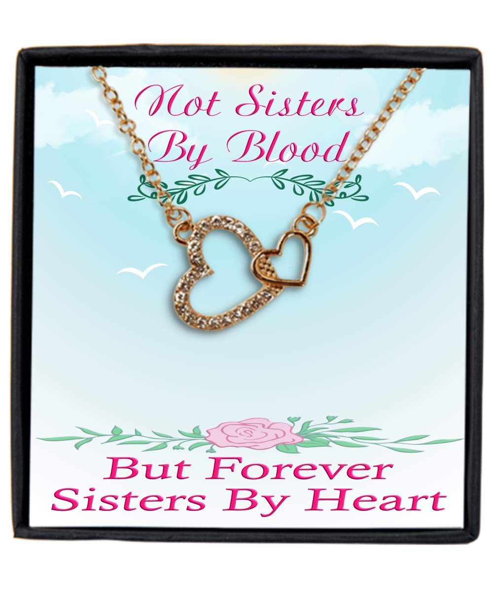 Best Friends Interlocking Heart Necklace - Not Sisters by Blood but by Heart - Perfect Gift for Her | Sisterhood Jewelry for Birthdays, Anniversaries & Friendship Day