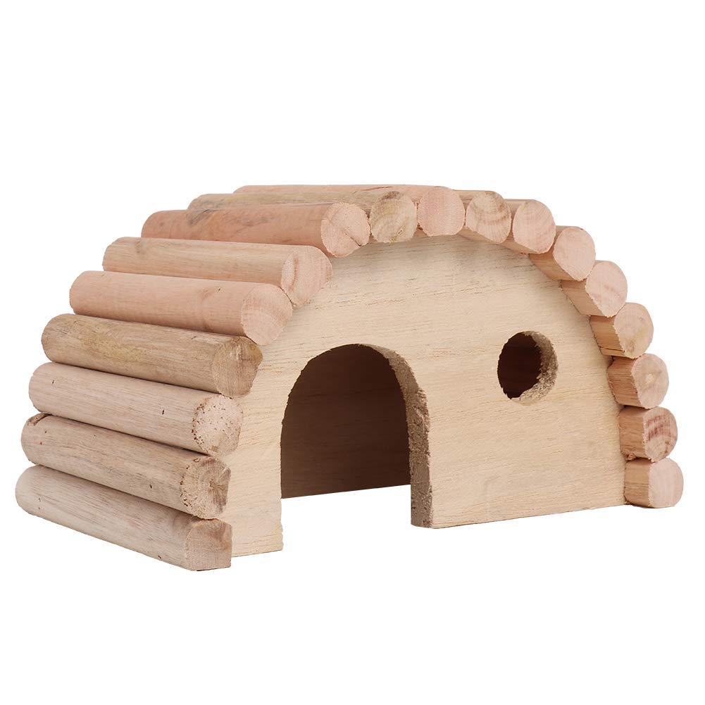 Natural Wooden Hamster House - Small Animal Hideout for Hamsters, Chinchillas & Gerbils | Cozy Pet Habitat for Cage, Playpen & Playtime