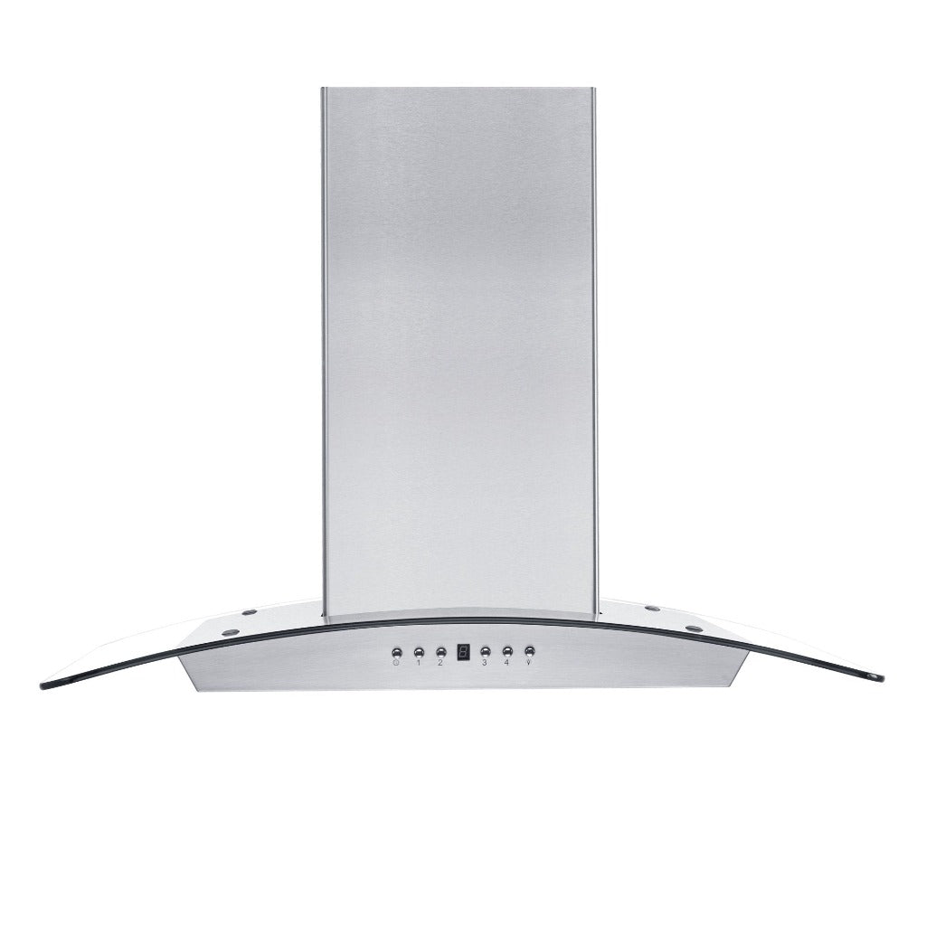 ZLINE Convertible Vent Wall Mount Range Hood - Stainless Steel & Glass Design with Crown Molding (KZCRN) - Perfect for Modern Kitchens & Open Concept Homes