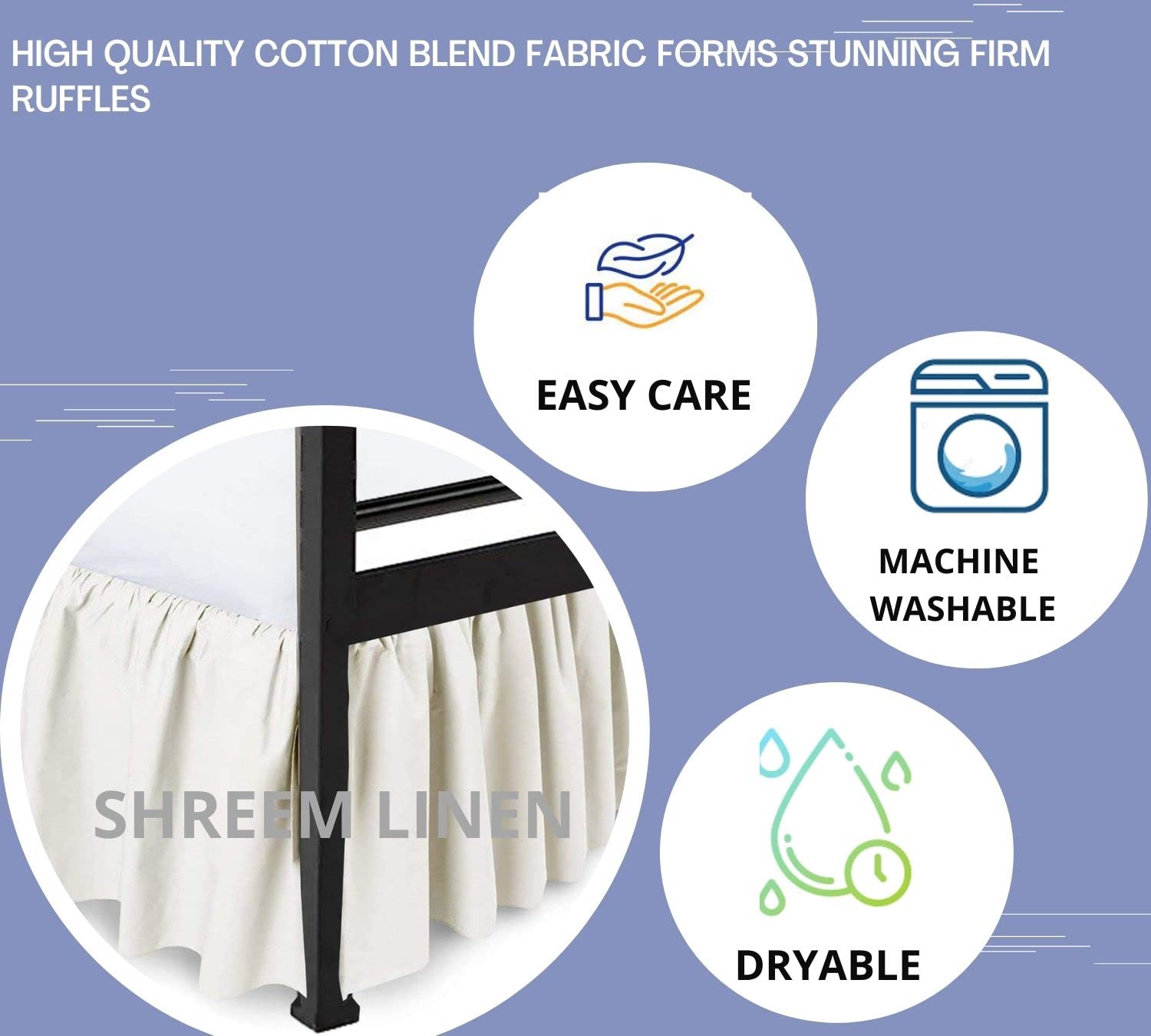 Elegant Ruffled Bed Skirt with Split Corners - 100% Soft Microfiber Dust Ruffle for Twin Beds, 21-Inch Drop, Ivory - Perfect for Guest Rooms, Master Bedrooms & Luxury Hotel Decor