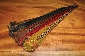 Premium Ringneck Pheasant Complete Tail - Vibrant Red Feathers for Fly Tying, Crafts, and Home Decor