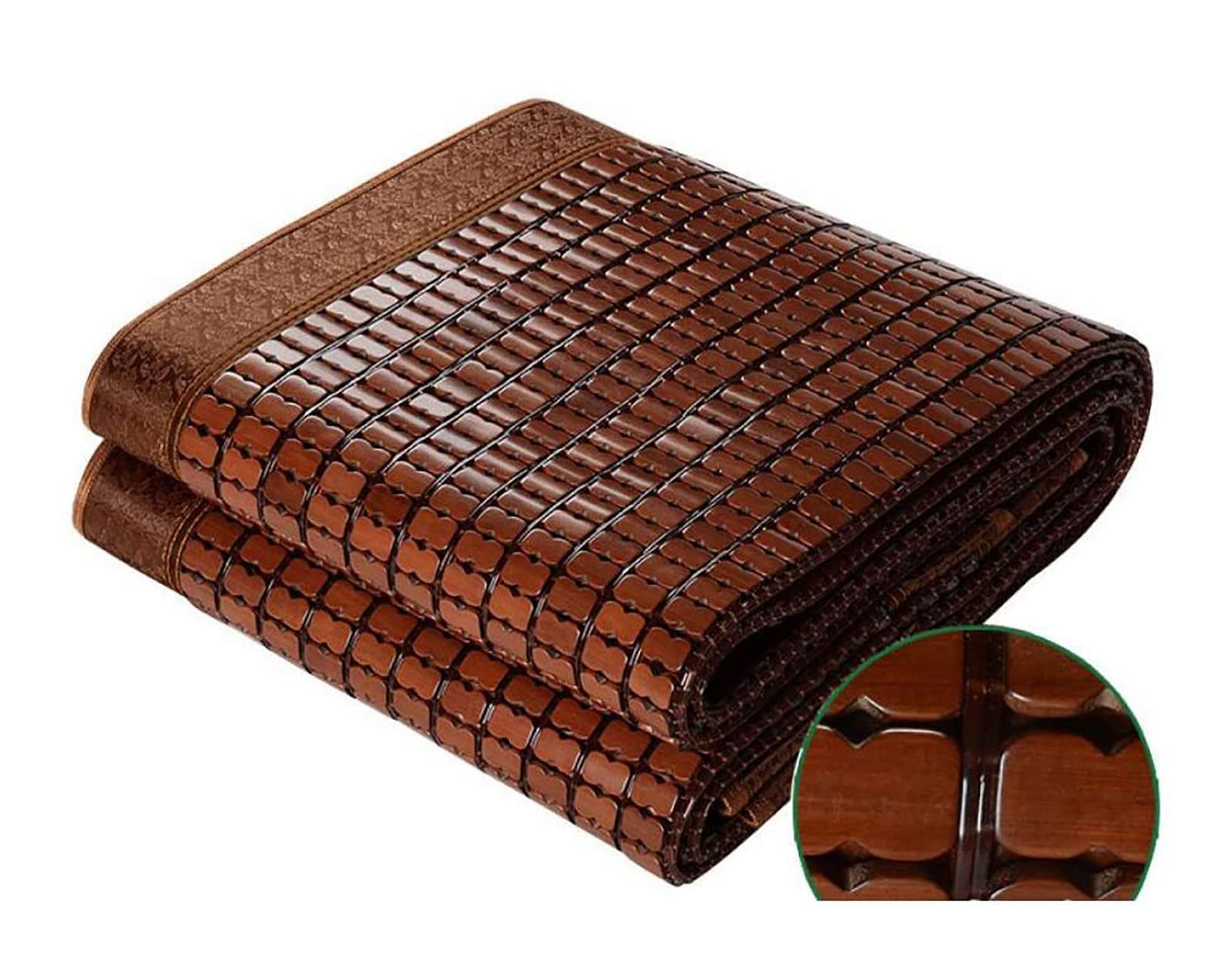 Cooling Bamboo Sleeping Pad for Summer - Foldable Double Mattress with Carbonized Mahjong Design, Smooth & Durable for Bedroom, Student Dorm, Camping & Travel