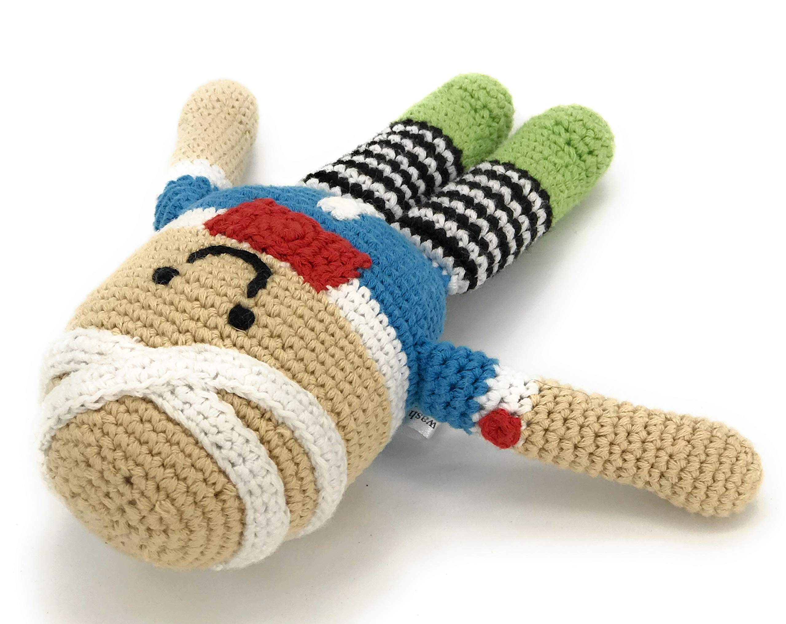 Handmade Crochet Humpty Dumpty Toy - Fair Trade Soft Rattle for Babies & Toddlers - Machine Washable Pretend Play Gift for Imaginative Play & Nursery Decor