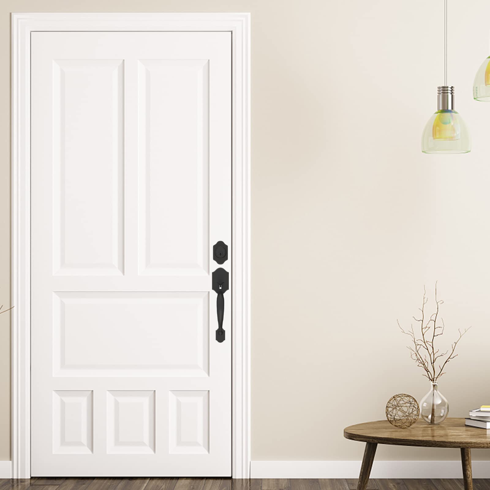 Haidms Oil-Rubbed Bronze Front Door Handle and Deadbolt Set - Single Cylinder Entry Door Lock with Reversible Handle Lever - Secure Exterior Door Lockset for Home, Office & Commercial Use