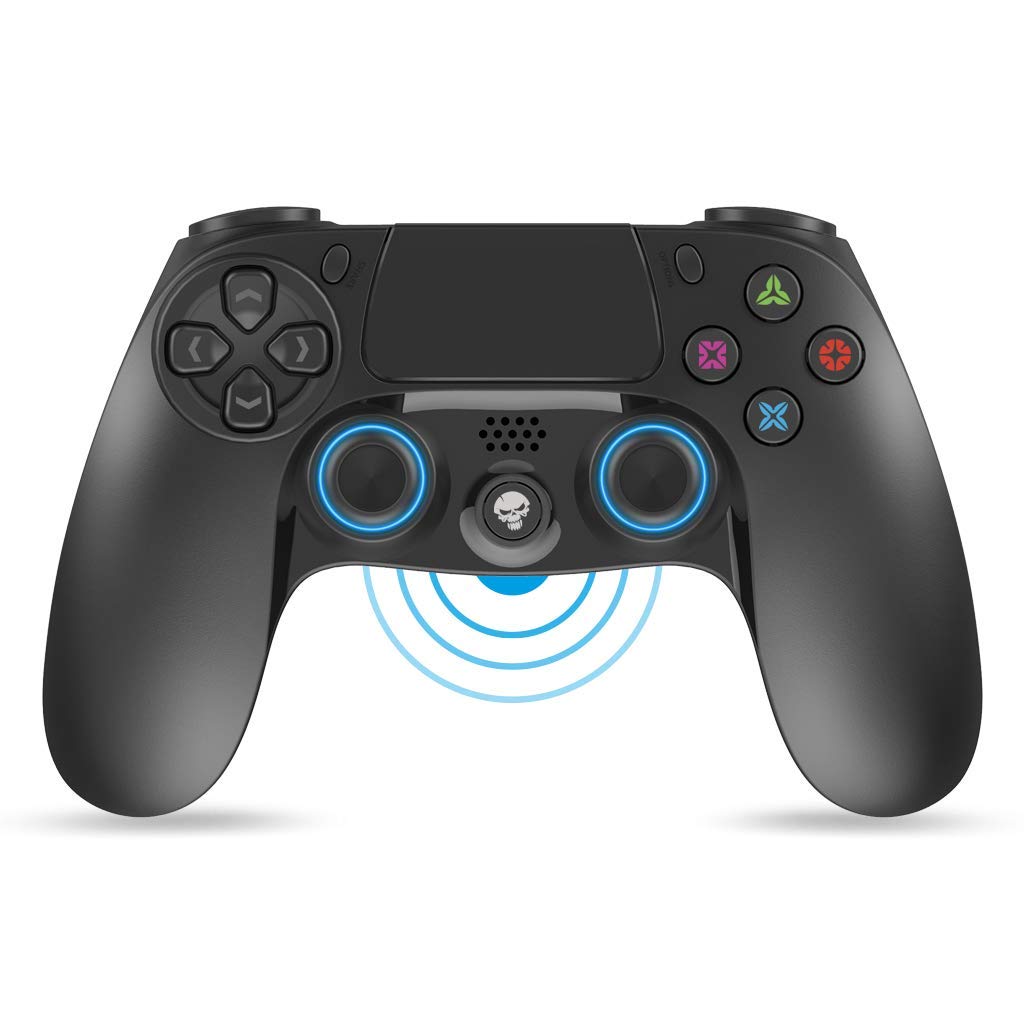 SPIRIT OF GAMER - Wireless Bluetooth Gamepad Controller for PlayStation 4 - Black PGP Edition with 3.5mm Jack - USB Rechargeable & 12-Hour Battery Life - Central Touchpad - Perfect for Gaming, Streaming & Remote Play