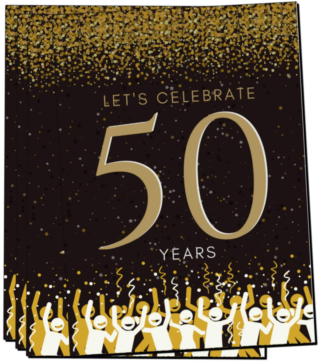 Elcer 50th Birthday Party Invitations - Elegant Black & Gold Confetti Design - 20 Count with Envelopes - Fill-in Style for Anniversary Celebrations - Perfect for Milestone Birthday Parties, Retirement Celebrations & Golden Jubilee Events
