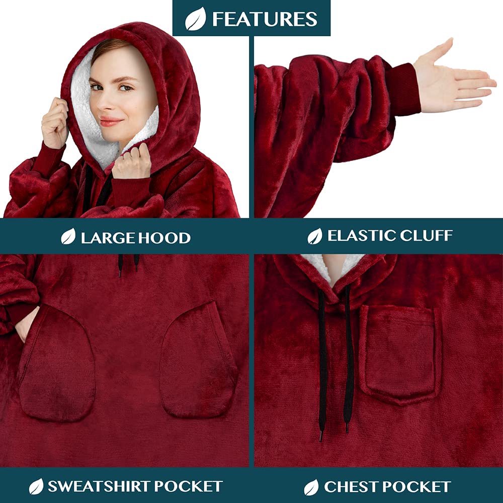 PAVILIA Women's Sherpa Wearable Blanket Hoodie - Oversized Fleece Hooded Sweatshirt for Men & Women | Cozy Lounge Wear for Movie Nights, Camping & Home Relaxation