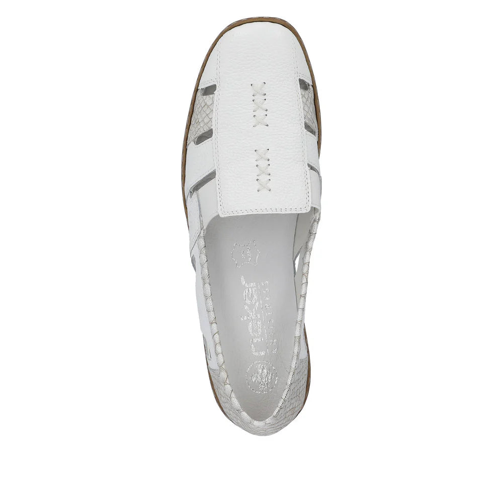 Rieker 41385 White Women's Comfort Shoes - Stylish & Lightweight for Work, Walking & Everyday Wear