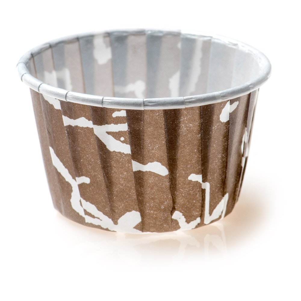Restaurantware Panificio 1-Ounce Baking Cups - 200 Count Pleated Cupcake Liners | Oven-Safe & Freezer-Safe Brown & White Paper Muffin Wrappers | Disposable Newsprint Baking Cups for Weddings, Baby Showers & Birthday Parties | Perfect for Home Baking, Catering & Special Events