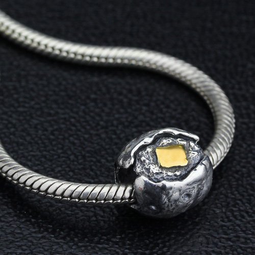 OHM Sterling Silver Potato Bead Charm for Jewelry Making - DIY Bracelet, Necklace & Crafting Supplies - Perfect for Handmade Gifts & Boho Style Accessories