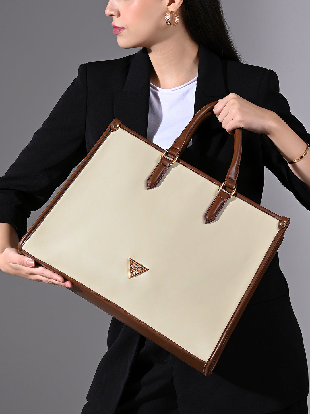 Lavie Signature Madisson Large Off White Women's Box Tote Bag - Stylish & Spacious Handbag for Work, Travel & Everyday Use