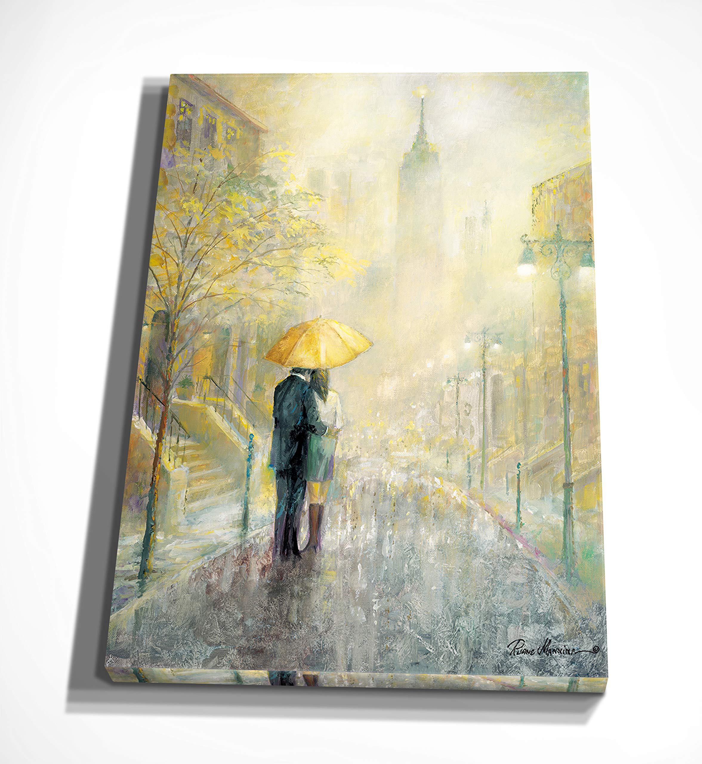 Wexford Home City Romance I Gallery Wrapped Canvas Wall Art - 36x48 Inches - Modern Abstract Painting for Living Room, Bedroom & Office Decor