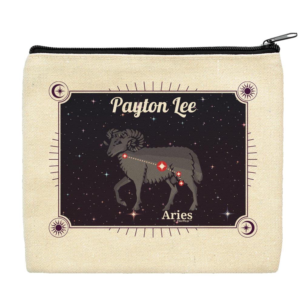 Personalized Aries Cosmetic Bags - Zodiac Gift for Men - Travel & Gym Use