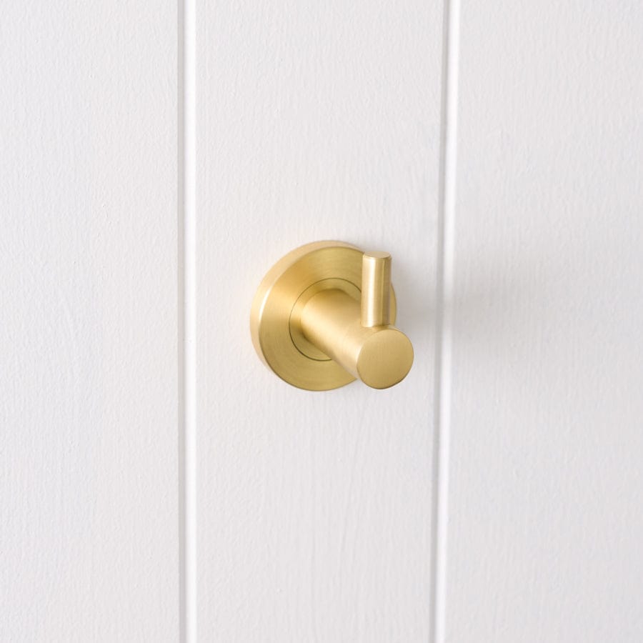 Stylish Sydney Robe Hook in Brushed Brass - Perfect for Bathroom, Bedroom, and Entryway Organization