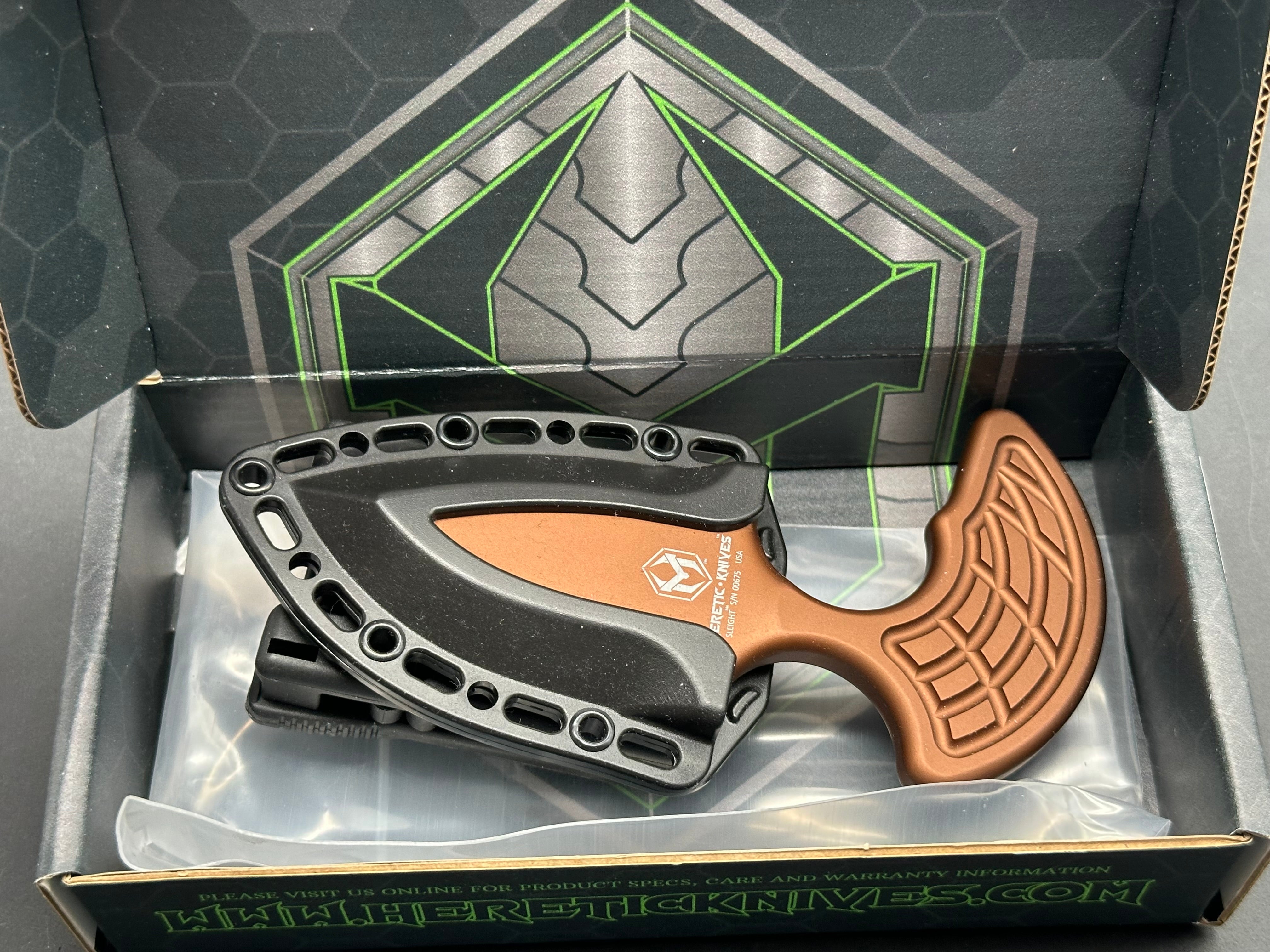 Heretic Knives H050 6A BRZ Sleight Titanium Folding Pocket Knife with 20CV Steel Blade - EDC, Outdoor, Camping & Survival Gear