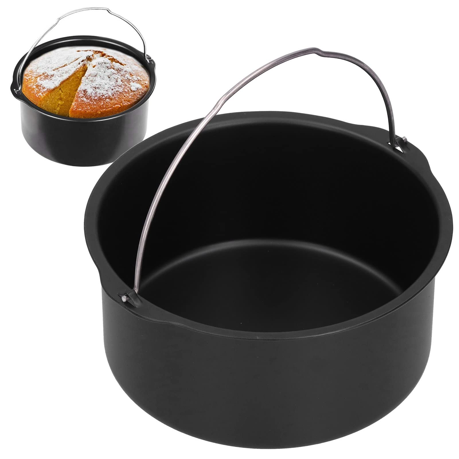 8 Inch Universal Black Air Fryer Accessories - Non-Stick Carbon Steel Cooking Rack for Air Fryers, Ovens & Grills - Perfect for Baking, Roasting & Reheating Food