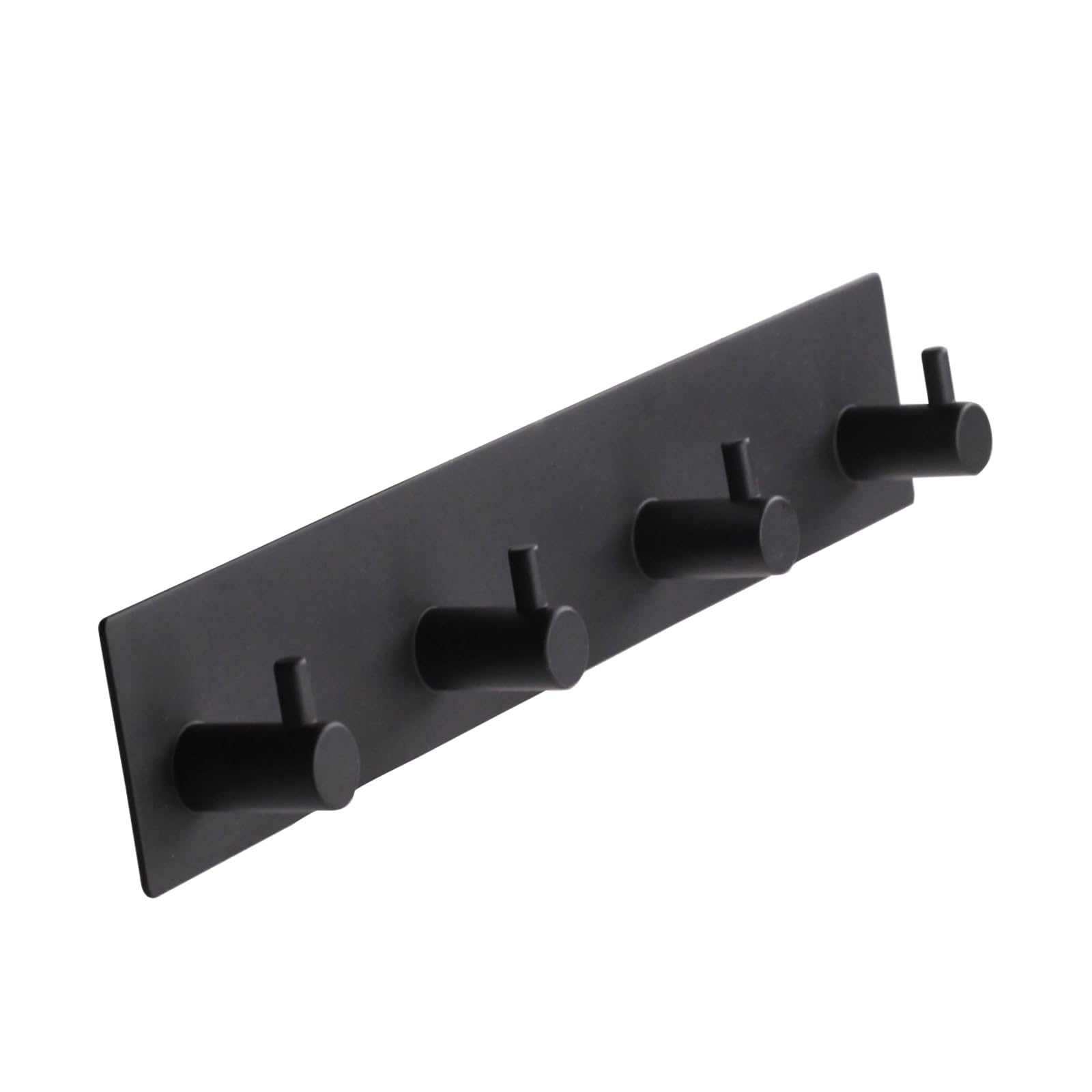 Self-Adhesive Towel Hooks for Bathroom - Black Stick-On Wall Hooks, Bath Adhesive Towel Hanger, Peel & Stick Matte Black Shower Hooks - No Drill Wall Mount Coat Hooks (Set of 4) - Perfect for Bathrooms, Showers, Kitchens & Dorm Rooms
